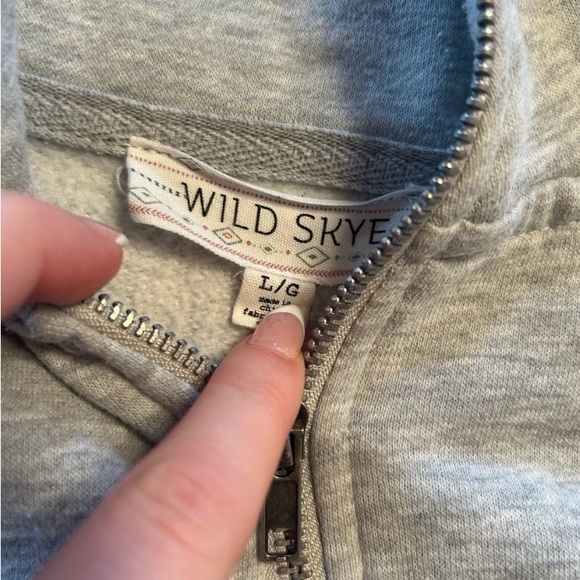 WILD SKY CROPPED DRAWSTRING HALF ZIP SWEATER - Picture 3 of 3